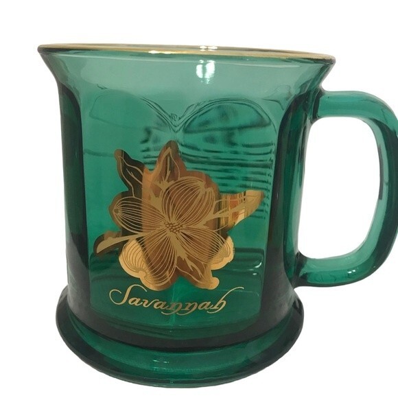 Culver Glass Mug 22K Gold Trim Savannah Dogwood Legend Y2K NWOT - Picture 1 of 9
